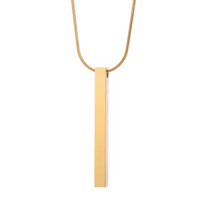 Ατσάλινο Κολιέ Με Μπάρα Χάραξης - Square Bar Pendant (χρυσό, ασημί)