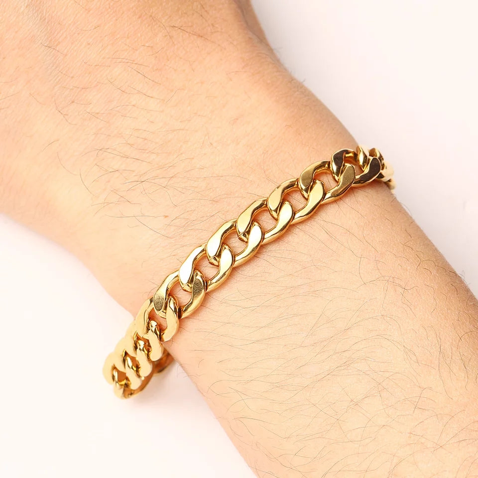 Ατσάλινο Βραχιόλι (unisex) - Getto Chain Bracelet (χρυσό-ασημί)