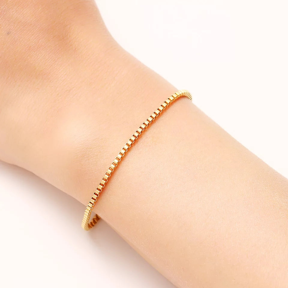 Ατσάλινο Βραχιόλι (unisex) - Square Buckle Bracelet (χρυσό, ασημί)