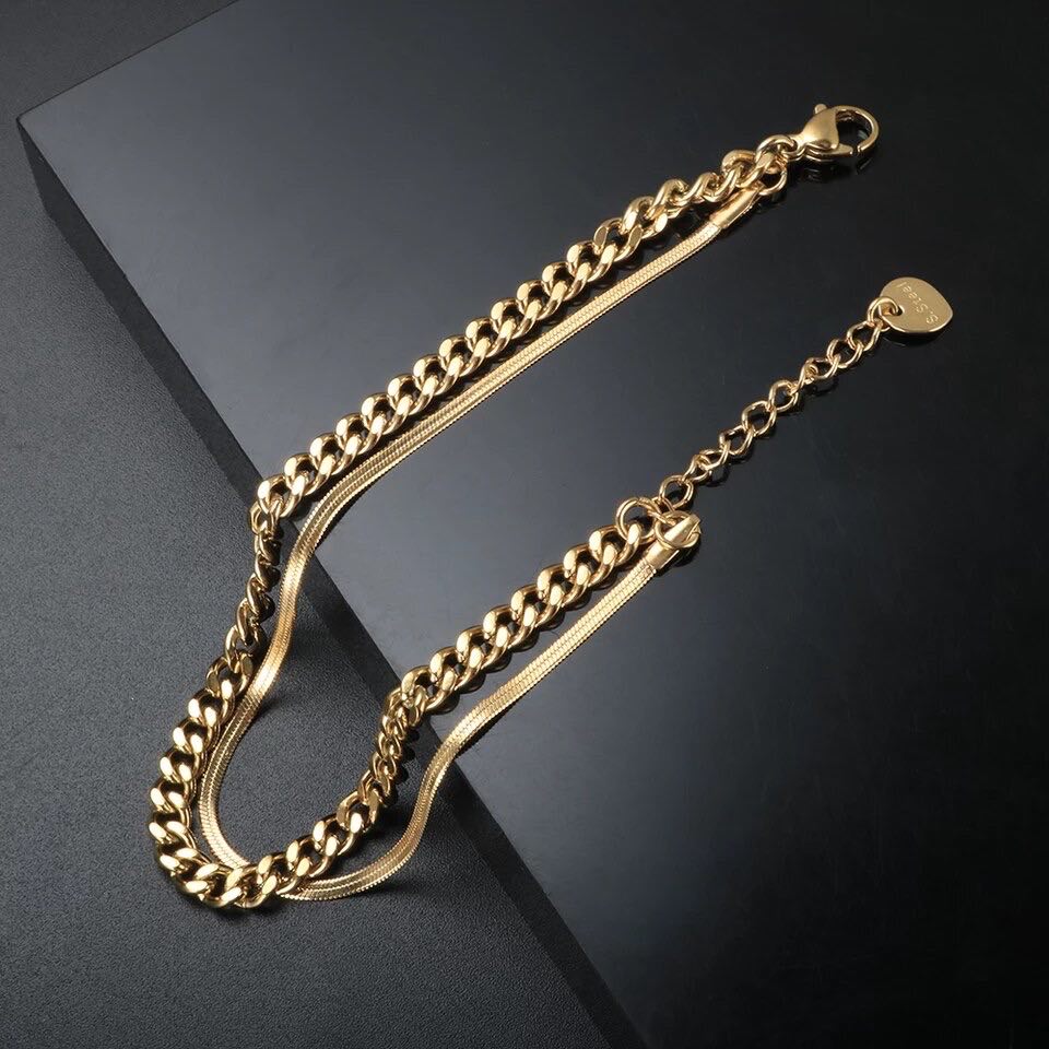 Ατσάλινο Κολιέ- Narva Layer Necklace ( ασημί, χρυσό)