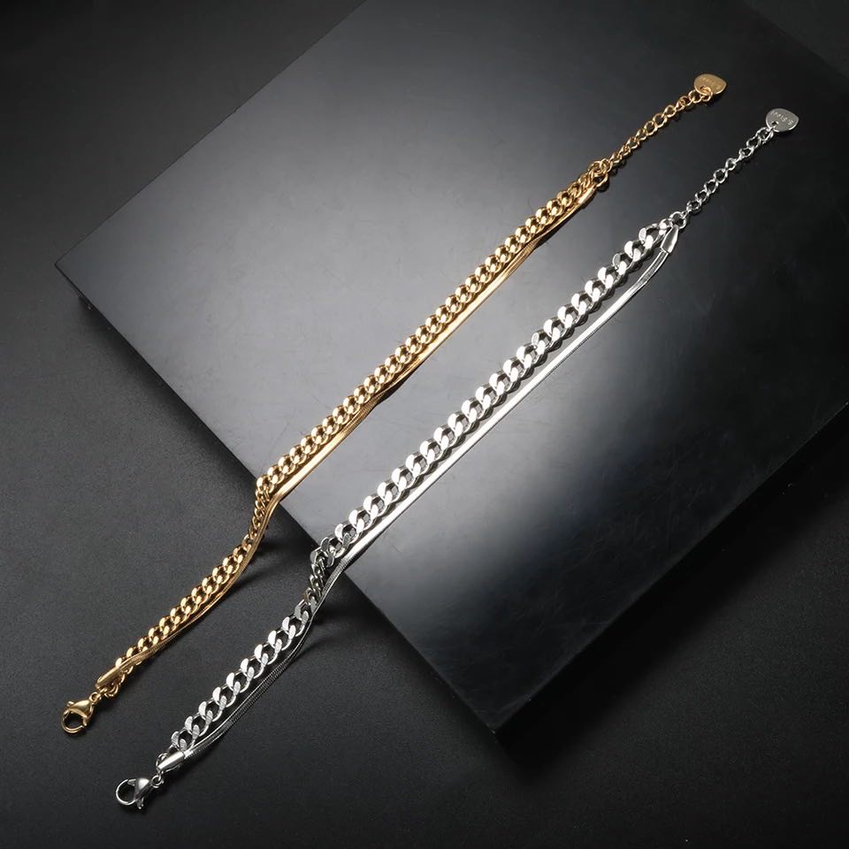 Ατσάλινο Κολιέ- Narva Layer Necklace ( ασημί, χρυσό)