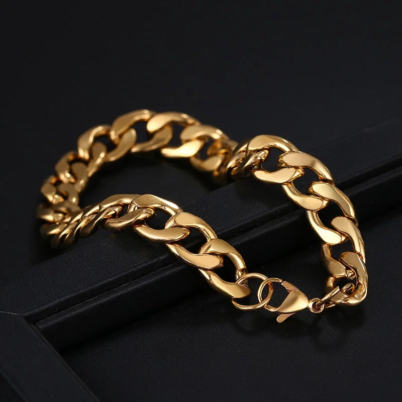 Ατσάλινο Βραχιόλι (unisex) - Getto Chain Bracelet (χρυσό-ασημί)