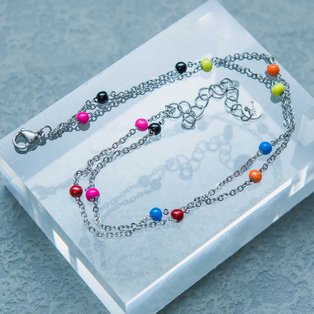 Ατσάλινη Αλυσίδα Ποδιού - Tanys Double Multicolor Anklet