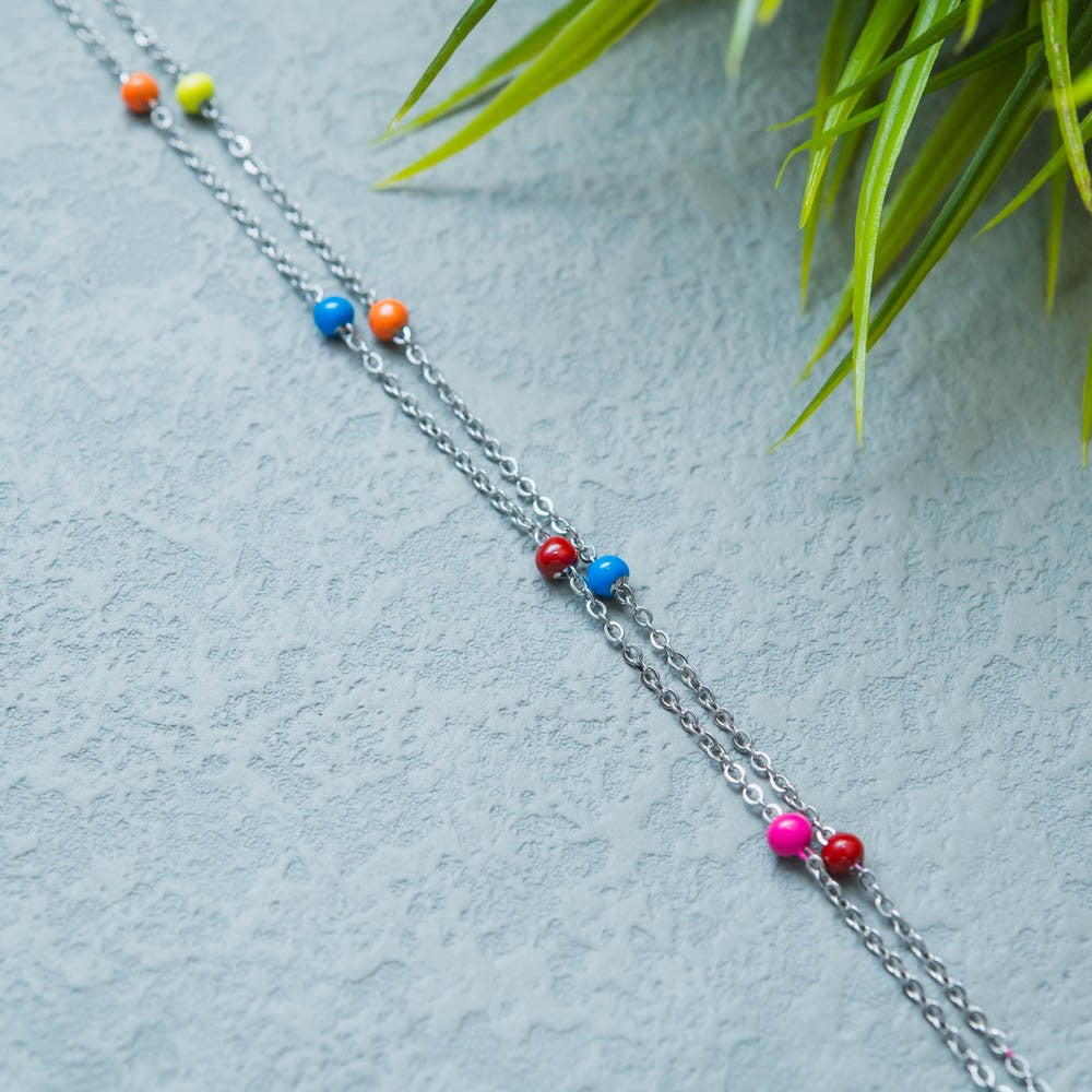 Ατσάλινη Αλυσίδα Ποδιού - Tanys Double Multicolor Anklet