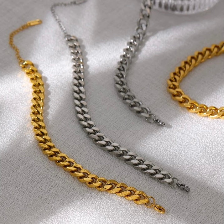 Ατσάλινο Βραχιόλι - Chunky Chain Bracelet (χρυσό-ασημί)
