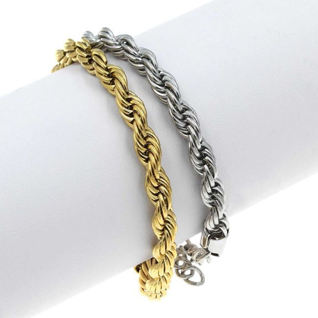 Ατσάλινο Βραχιόλι Κορδόνι - Chain Bracelet 28 (ασημί, χρυσό)