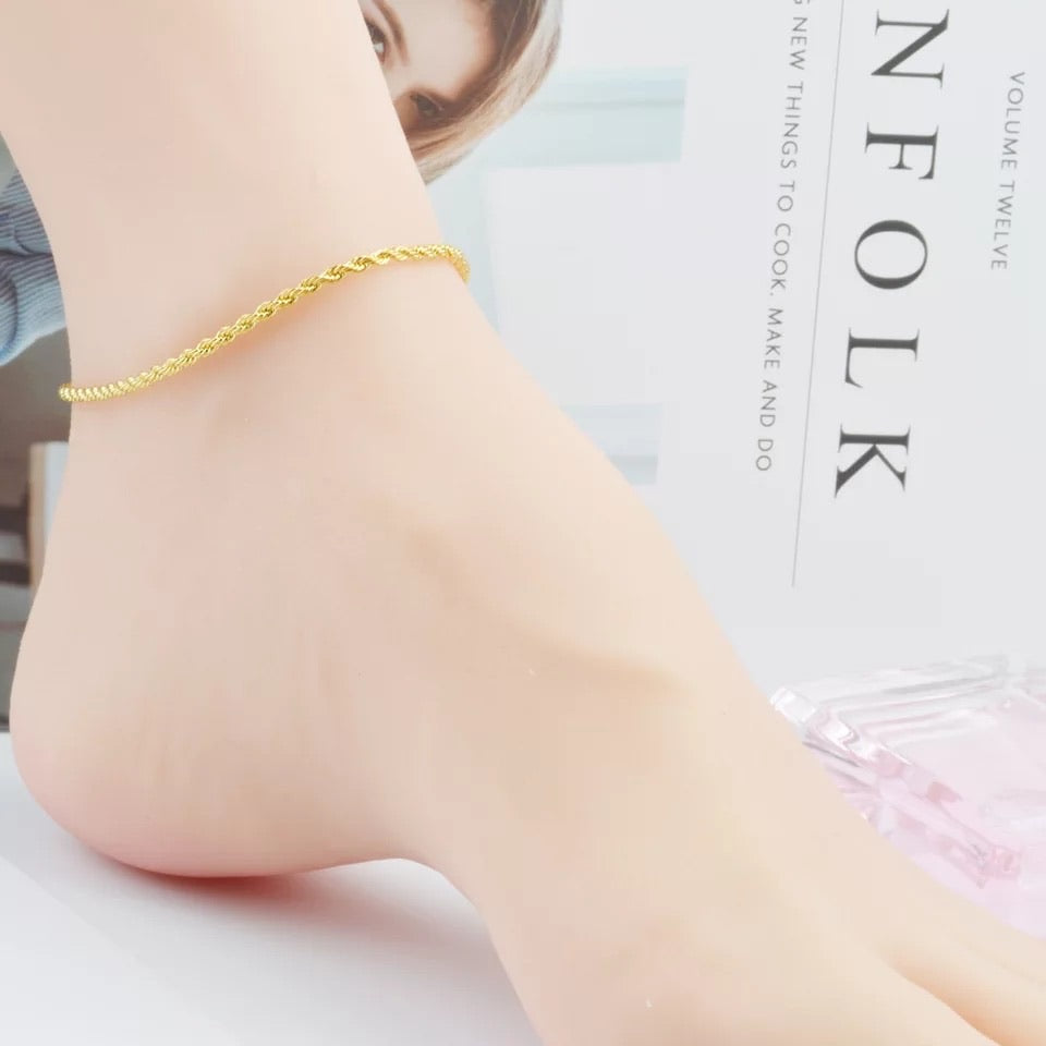 Ατσάλινη Αλυσίδα Ποδιού - Twisted Anklet ( χρυσό, ασημί )