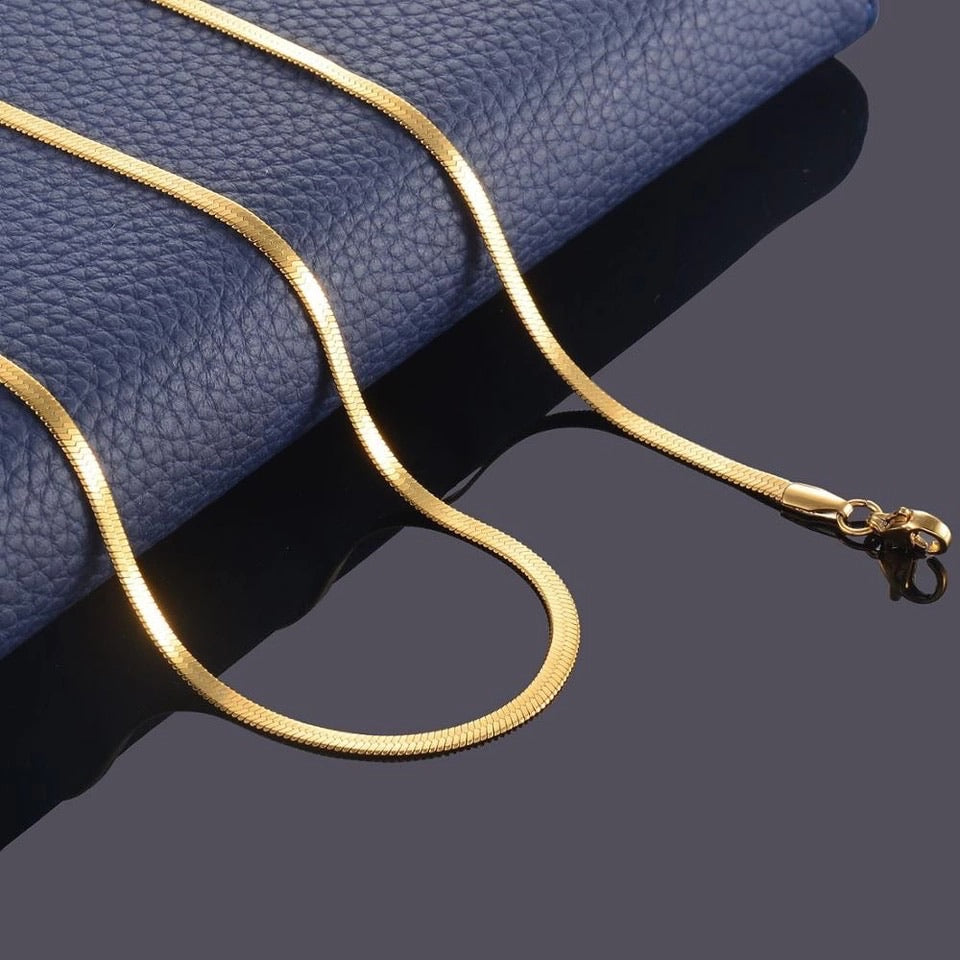 Ατσάλινη Αλυσίδα Λαιμού Φίδι - Snake Necklace 45cm ( ασημί,χρυσό,ροζ χρυσό )