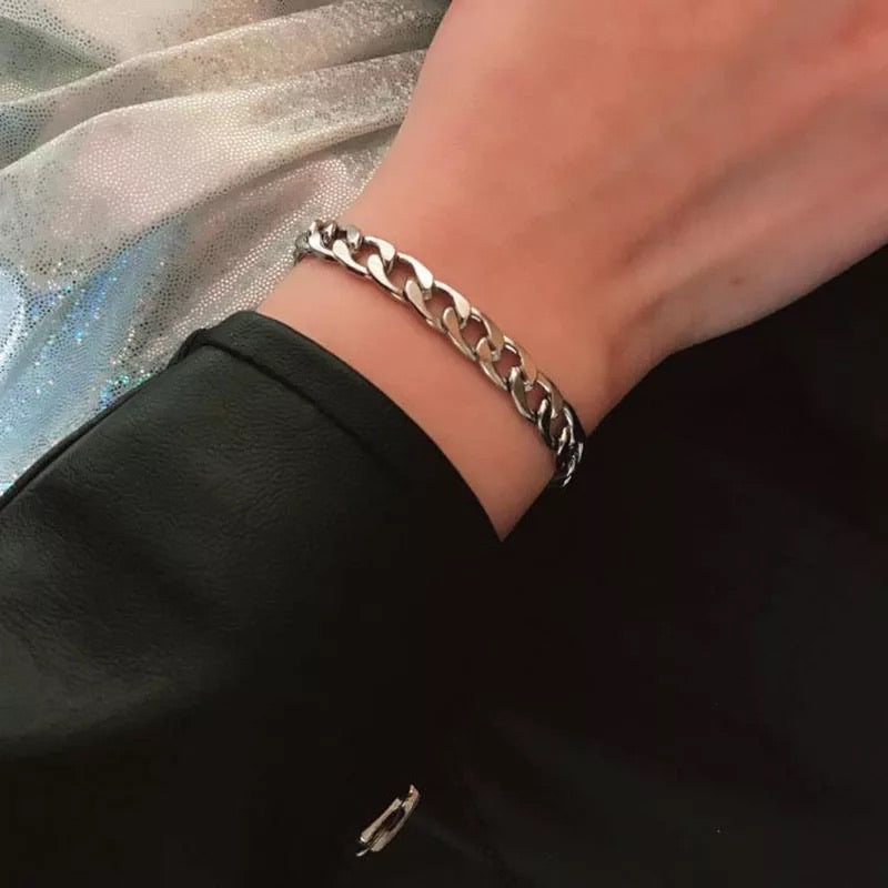 Ατσάλινο Βραχιόλι (unisex) - Getto Chain Bracelet (χρυσό-ασημί)