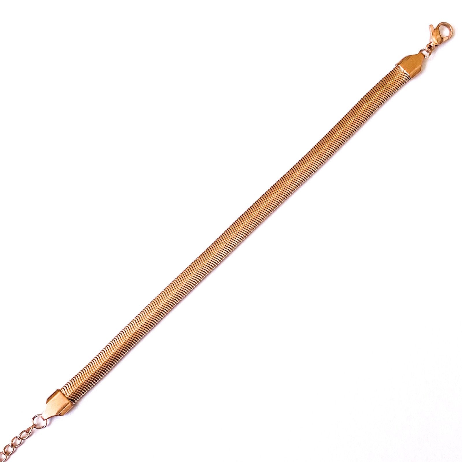 Ατσάλινη Αλυσίδα Χεριού-Snake Flat Bracelet (ασημί,χρυσό,ροζ χρυσό)