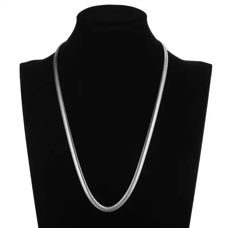 Ατσάλινη Αλυσίδα Λαιμού Φίδι-Snake Flat 45cm (χρυσό, ασημί, ροζ χρυσό )