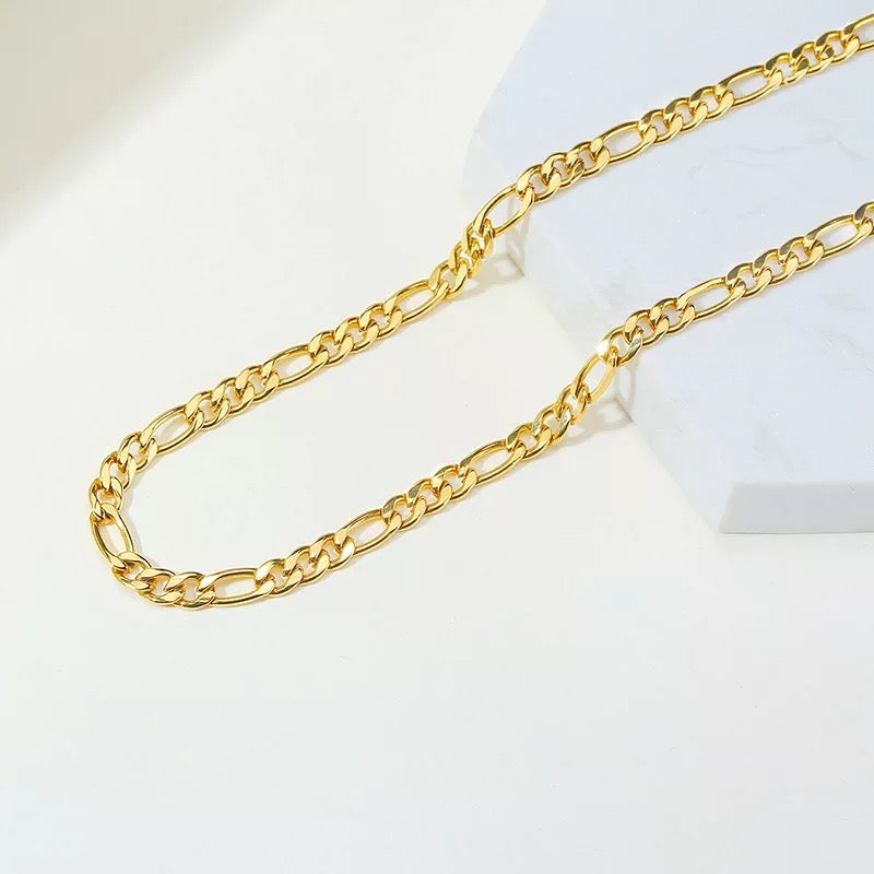 Ατσάλινη Αλυσίδα Λαιμού (Unisex )- Figaro Chain (χρυσό-ασημί)