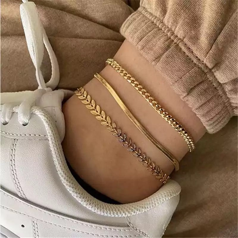 Ατσάλινη Αλυσίδα Ποδιού - The Anklet Set 1 ( χρυσό, ασημί)