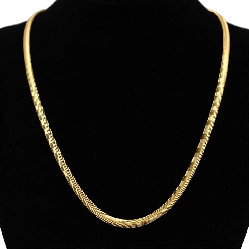 Ατσάλινη Αλυσίδα Λαιμού Φίδι-Snake Flat 45cm (χρυσό, ασημί, ροζ χρυσό )