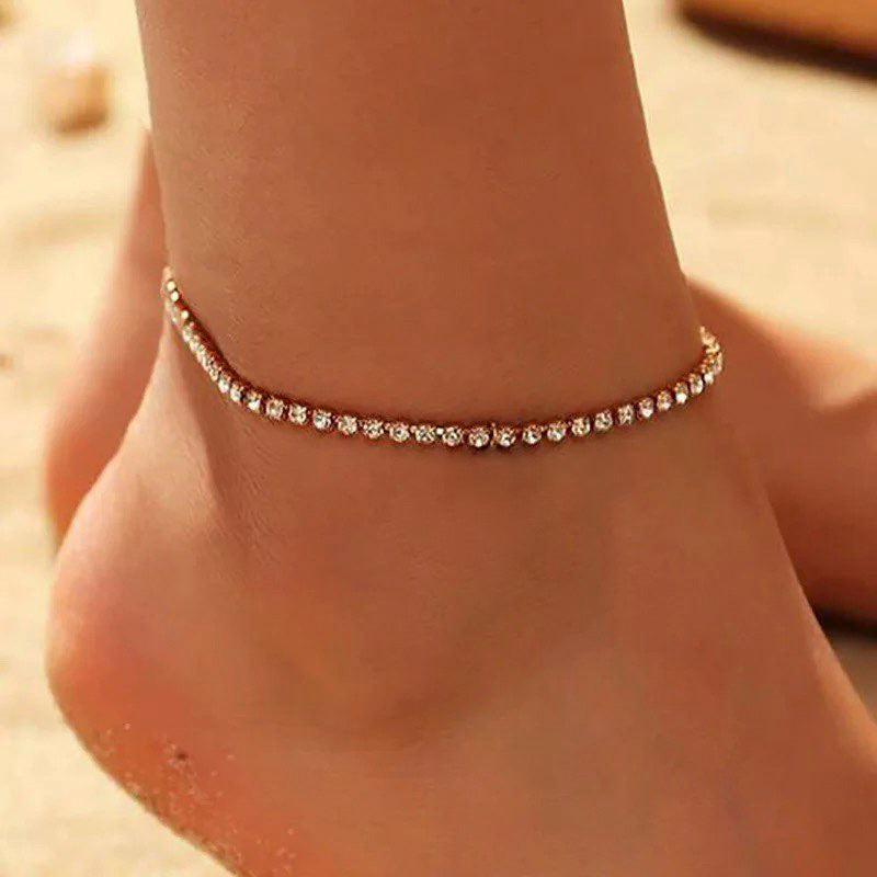 Βραχιόλι Ποδιού - Crystal Anklet ( χρυσό-ασημί )