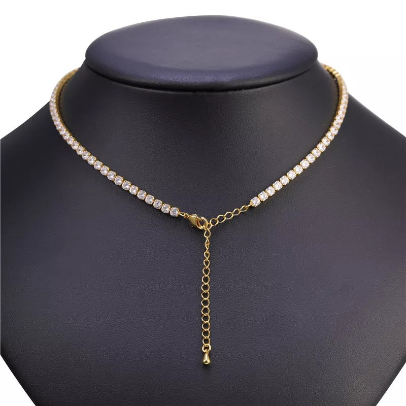 Ατσάλινο Κολιέ Ριβιέρα Με Ζιργκόν - Tennis Chain ( χρυσό, ασημί )