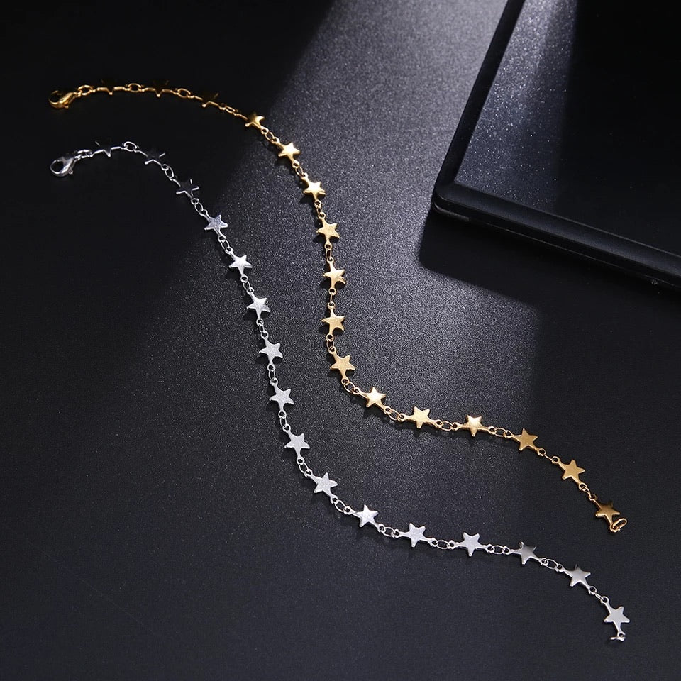 Ατσάλινο Βραχιόλι Με Αστέρια - Starry Chain Bracelet Gold