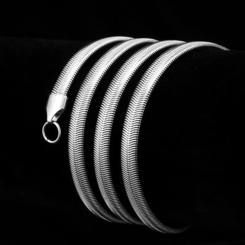 Ατσάλινη Αλυσίδα Λαιμού Φίδι-Snake Flat 45cm (χρυσό, ασημί, ροζ χρυσό )