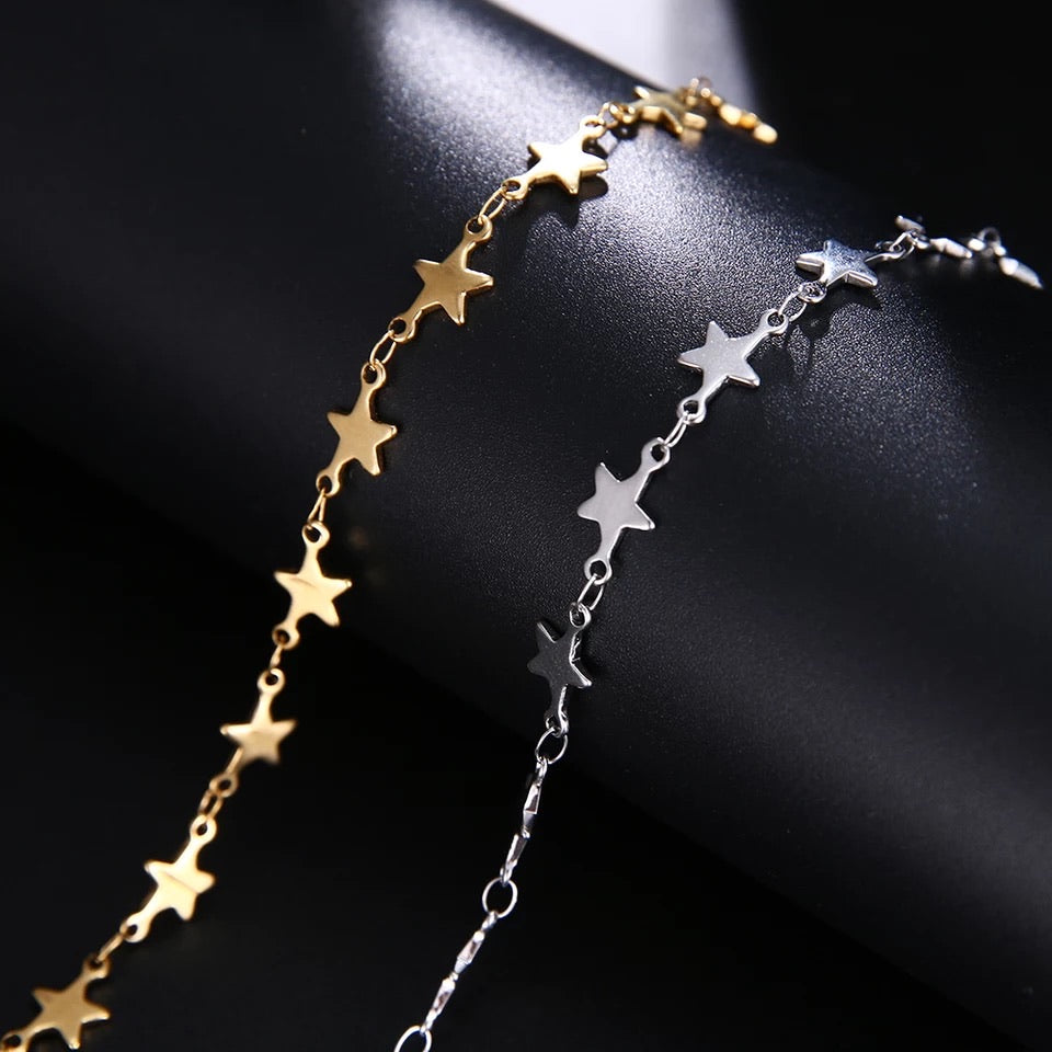 Ατσάλινο Βραχιόλι Με Αστέρια - Starry Chain Bracelet Silver