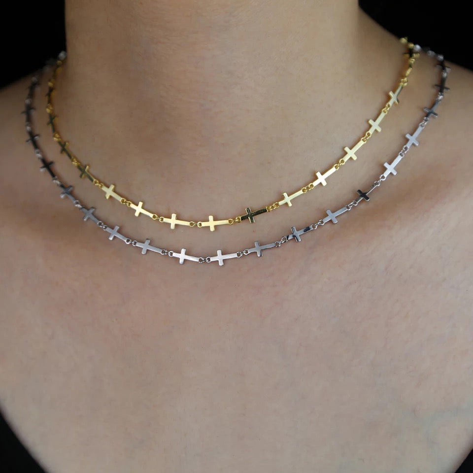 Ατσάλινη Αλυσίδα Λαιμού(unisex) - All Star Necklace (ασημί,χρυσό)