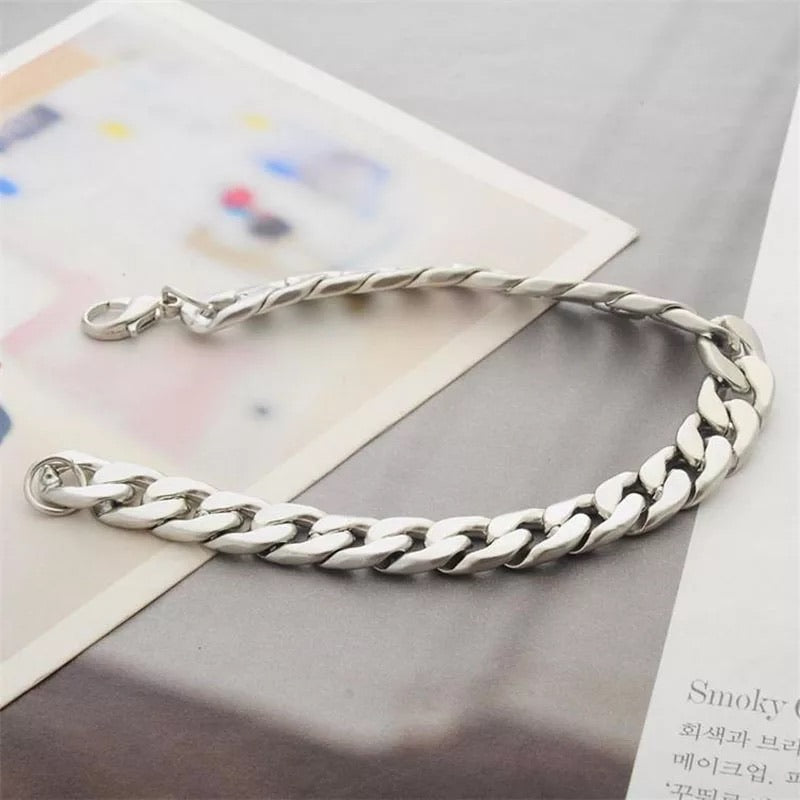 Ατσάλινο Βραχιόλι (unisex) - Getto Chain Bracelet (χρυσό-ασημί)