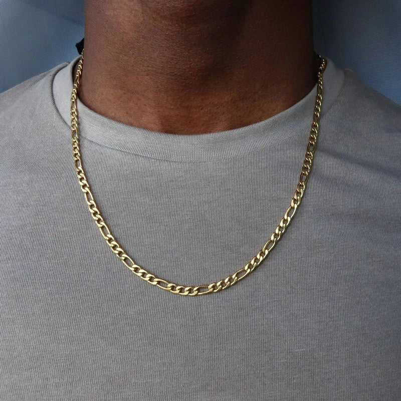 Ατσάλινη Αλυσίδα Λαιμού (Unisex ) - Figaro Chain (χρυσό-ασημί)