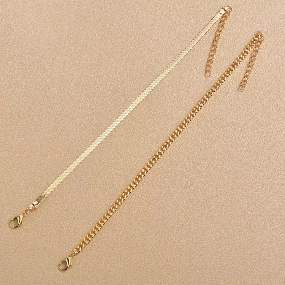 Ατσάλινη Αλυσίδα Ποδιού - The Anklet Set 2 ( χρυσό, ασημί)