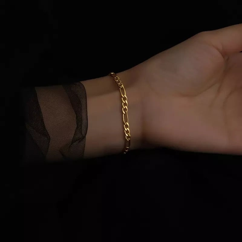 Ατσάλινο Βραχιόλι-Cana Chain Bracelet 0.4cm Πλάτος(ασημί,χρυσό)