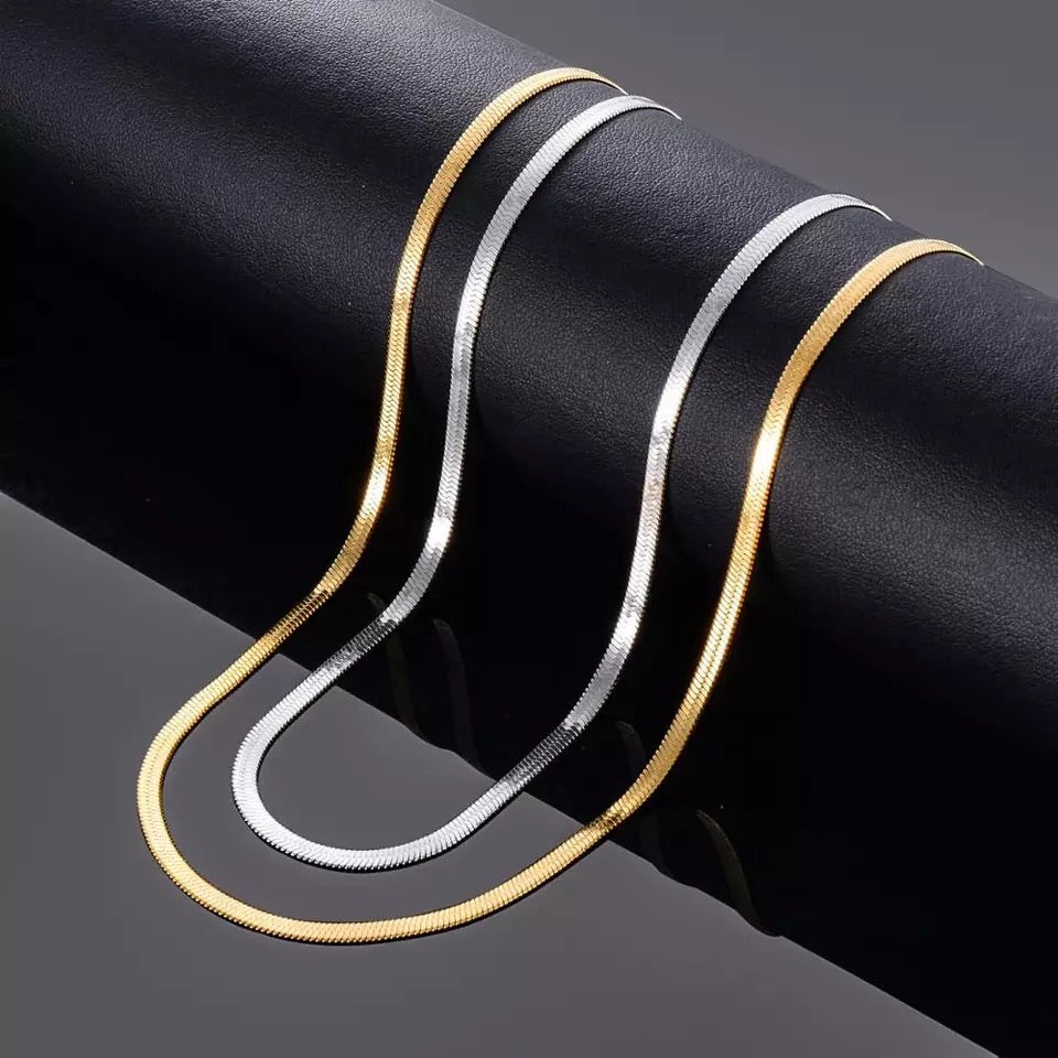 Ατσάλινη Αλυσίδα Λαιμού Φίδι - Snake Necklace 45cm ( ασημί,χρυσό,ροζ χρυσό )