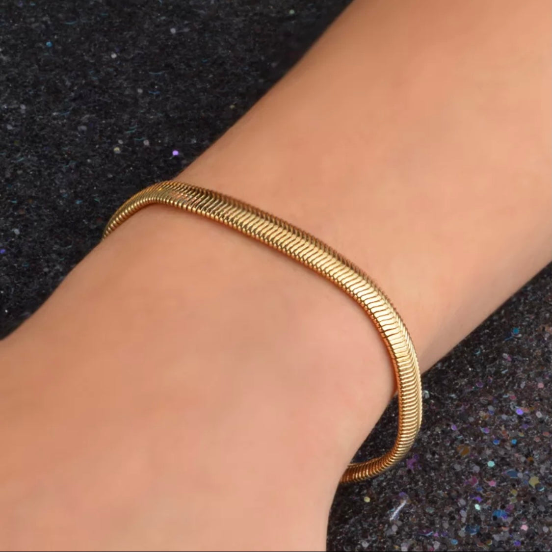Ατσάλινη Αλυσίδα Χεριού-Snake Flat Bracelet (ασημί,χρυσό,ροζ χρυσό)