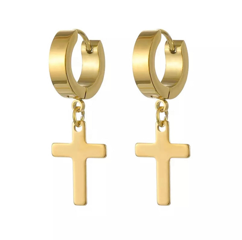 Ατσάλινα Σκουλαρίκια κρίκοι (Unisex )- Hoops 47 (χρυσό,ασημί,μαύρο)