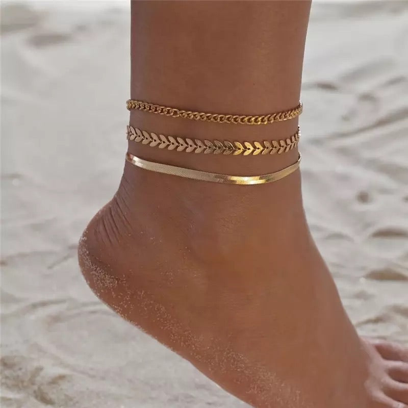 Ατσάλινη Αλυσίδα Ποδιού - The Anklet Set 1 ( χρυσό, ασημί)