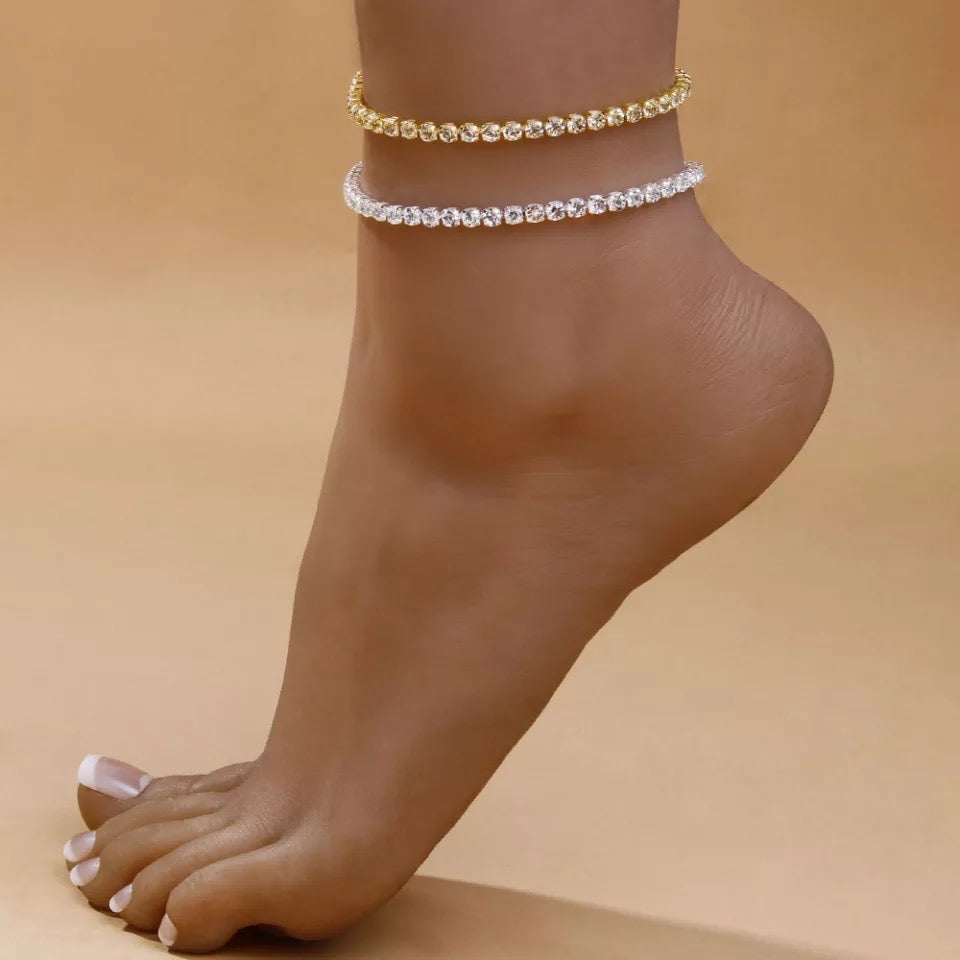 Βραχιόλι Ποδιού - Crystal Anklet ( χρυσό-ασημί )