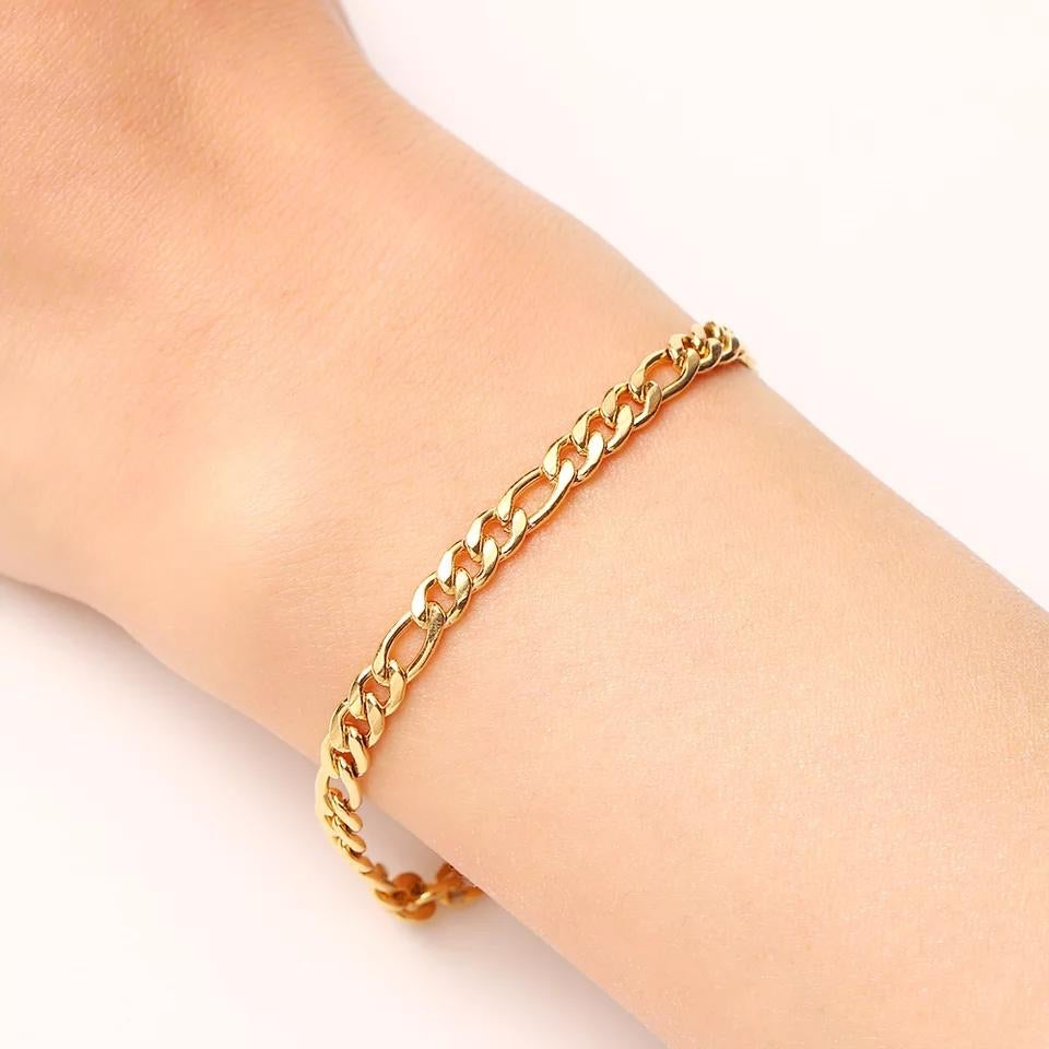 Ατσάλινο Βραχιόλι-Cana Chain Bracelet 0.4cm Πλάτος(ασημί,χρυσό)