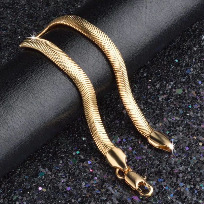 Ατσάλινη Αλυσίδα Χεριού-Snake Flat Bracelet (ασημί,χρυσό,ροζ χρυσό)