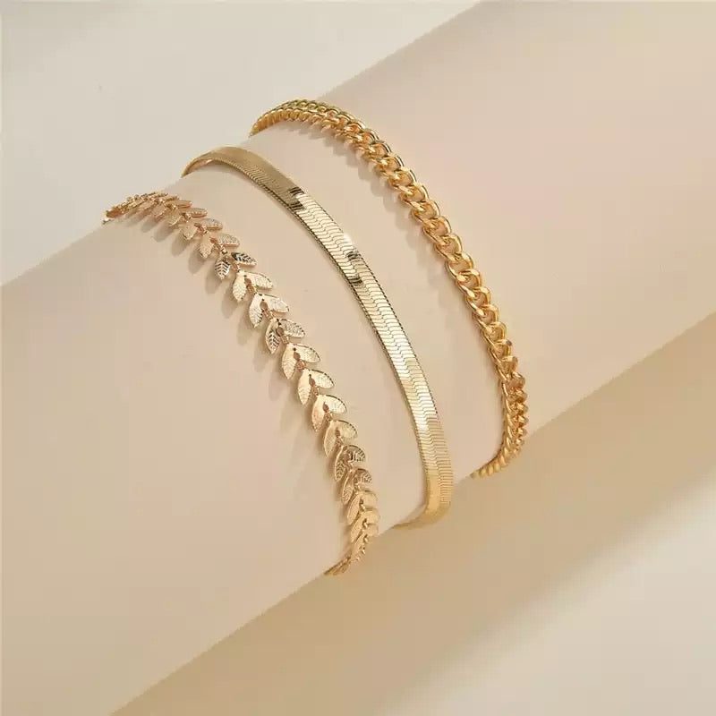 Ατσάλινη Αλυσίδα Ποδιού - The Anklet Set 1 ( χρυσό, ασημί)