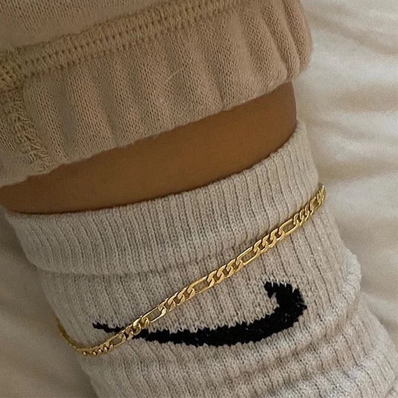 Ατσάλινη Αλυσίδα Ποδιού - Link Anklet Chain (xρυσό,ασημί)