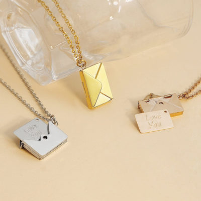 Ατσάλινο Κολιέ Φάκελος Αγάπης - Love Letter Necklace(χρυσό, ασημί)
