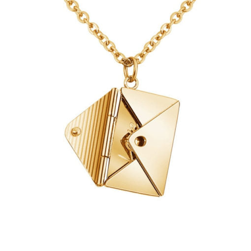 Ατσάλινο Κολιέ Φάκελος Αγάπης - Love Letter Necklace(χρυσό, ασημί)