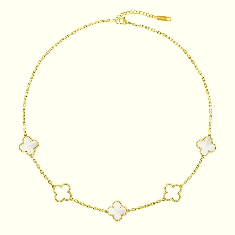 Γυναικείο Ατσάλινο Κολιέ - Klimt Five White Necklace (χρυσό, ασημί)