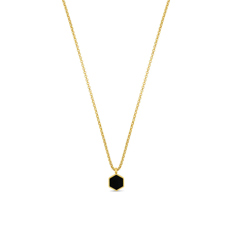 Ατσάλινο Unisex Κολιέ Με Εξάγωνο - Salgar Necklace (χρυσό, ασημί)