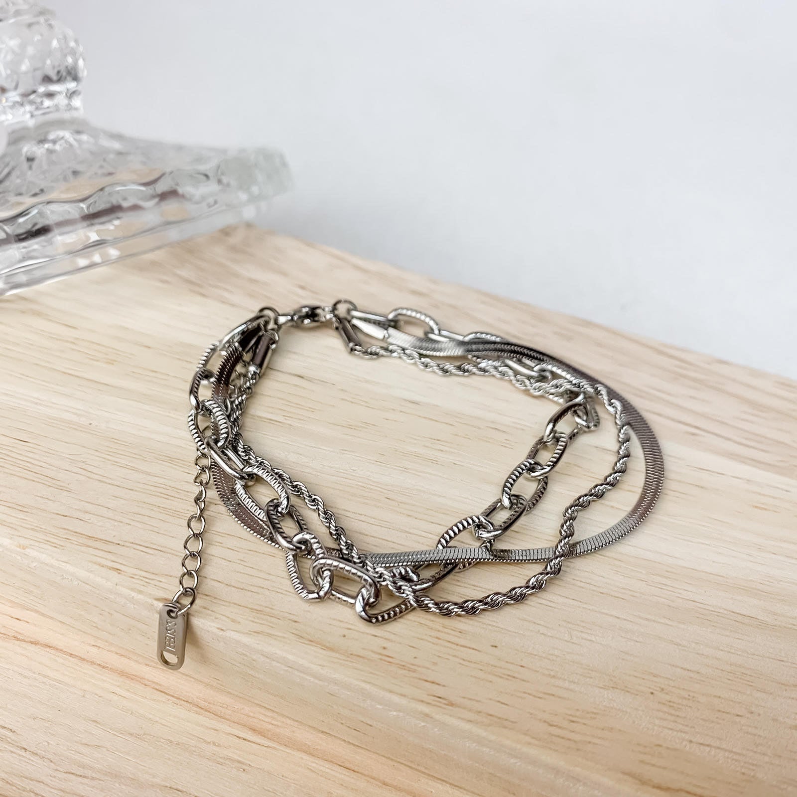 Γυναικείο Ατσάλινο Βραχιόλι -  Triple Chain Bracelet (χρυσό, ασημί)