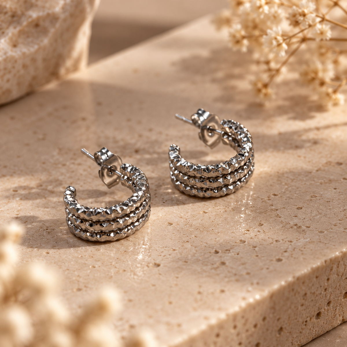 Ατσάλινα Σκουλαρίκια Κρίκοι - Tolme Earrings ( χρυσό, ασημί)