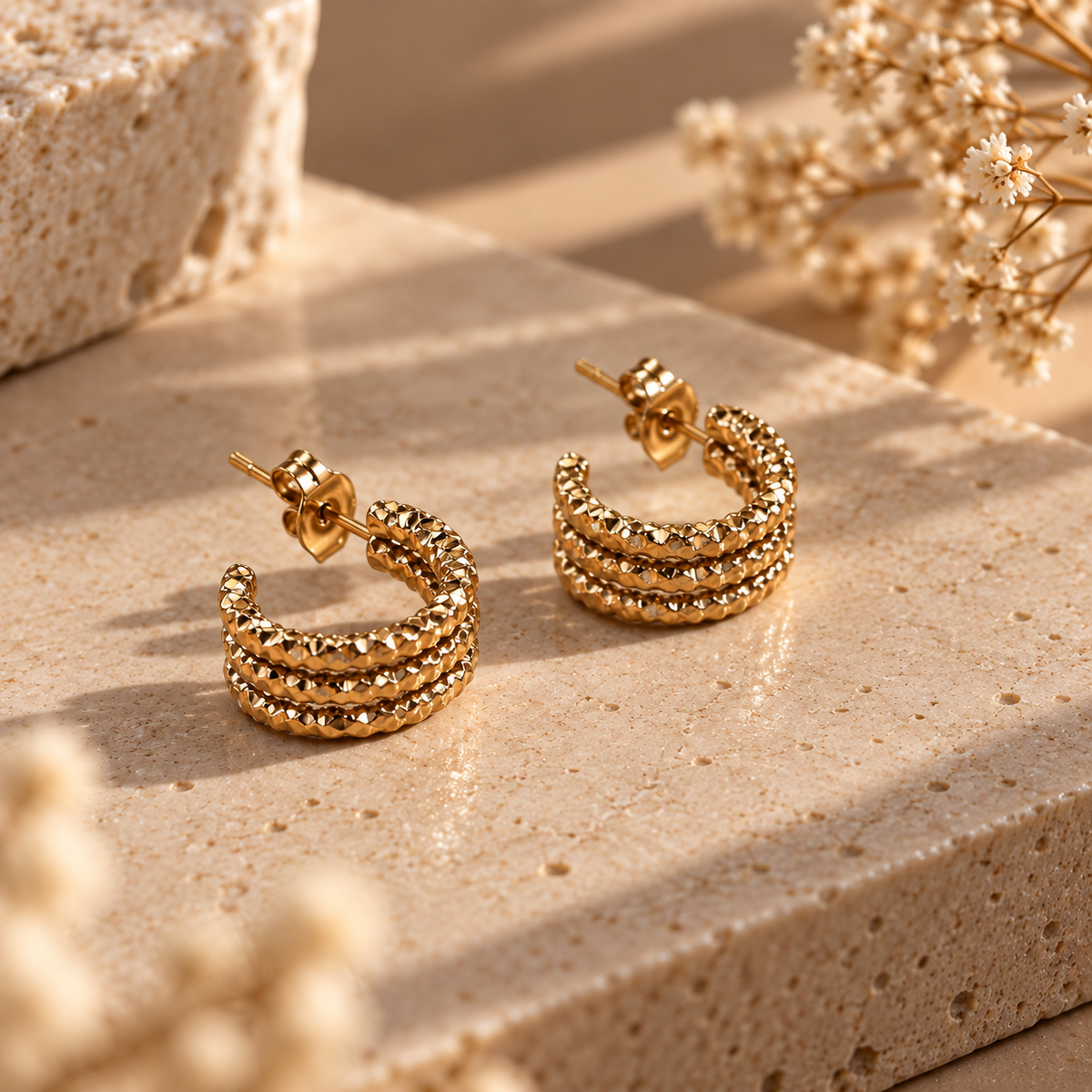 Ατσάλινα Σκουλαρίκια Κρίκοι - Tolme Earrings ( χρυσό, ασημί)