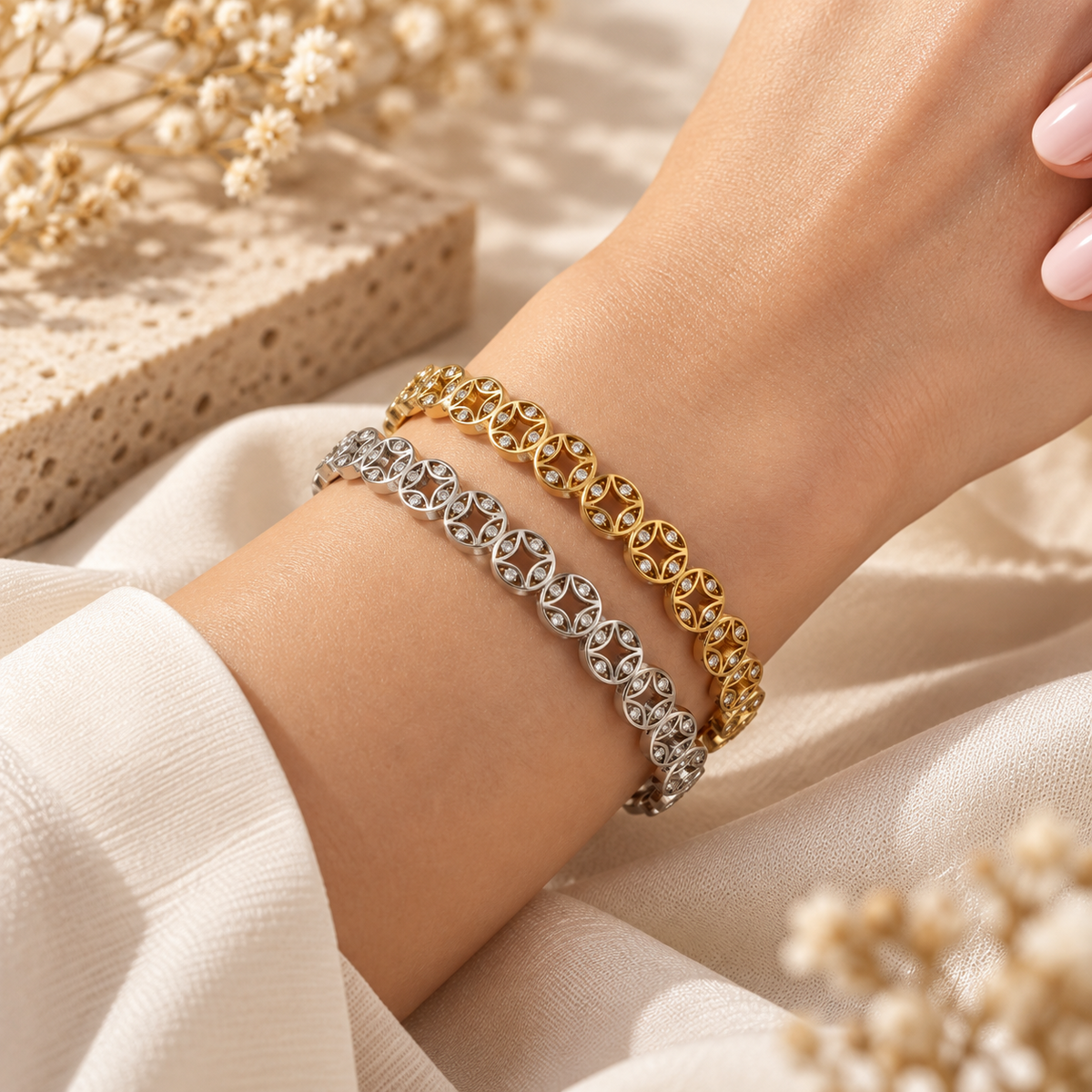 Ατσάλινο Γυναικείο Βραχιόλι - Bogra Bracelet (χρυσό, ασημί)