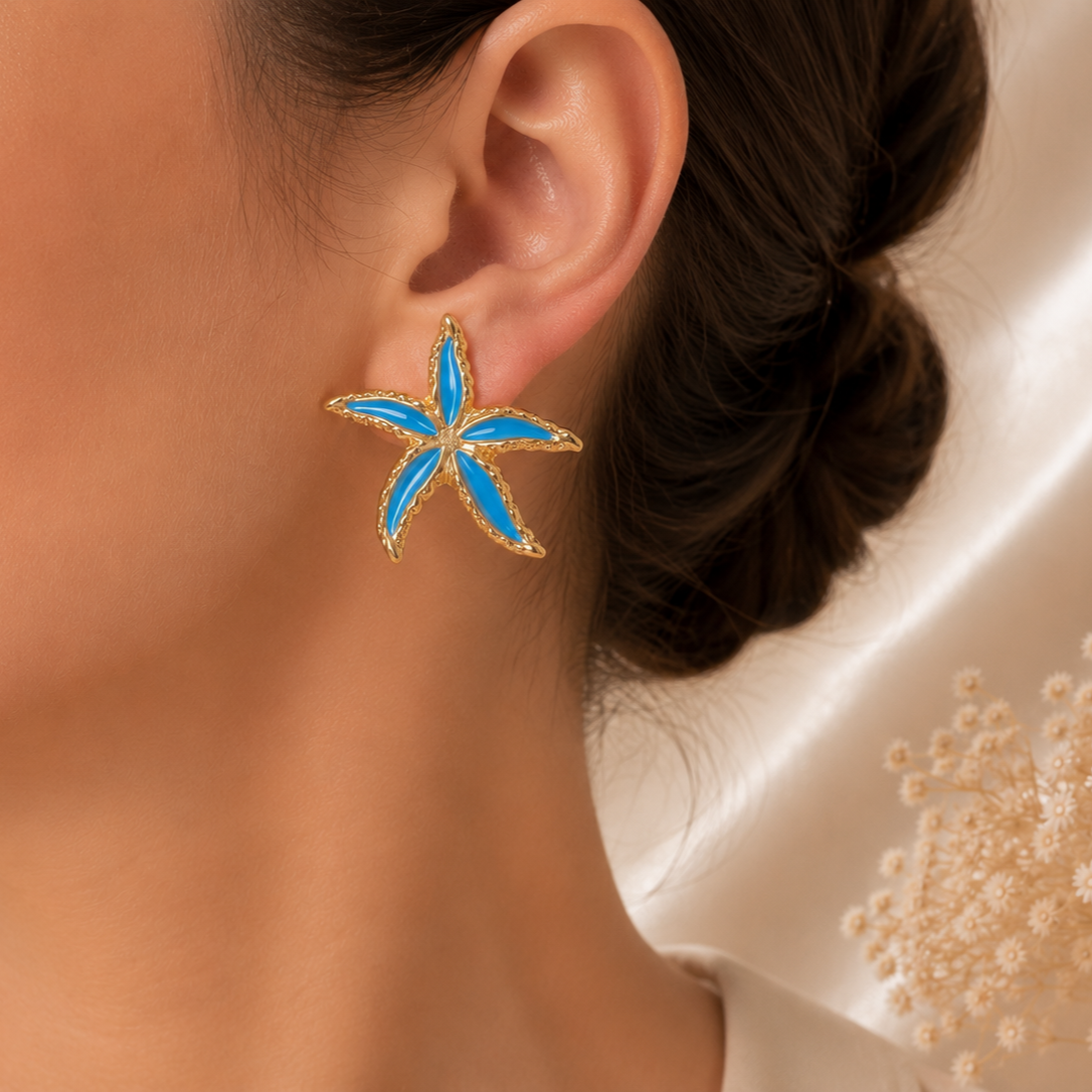 Γυναικεία  Ατσάλινα Σκουλαρίκια - Kafret Blue Earrings