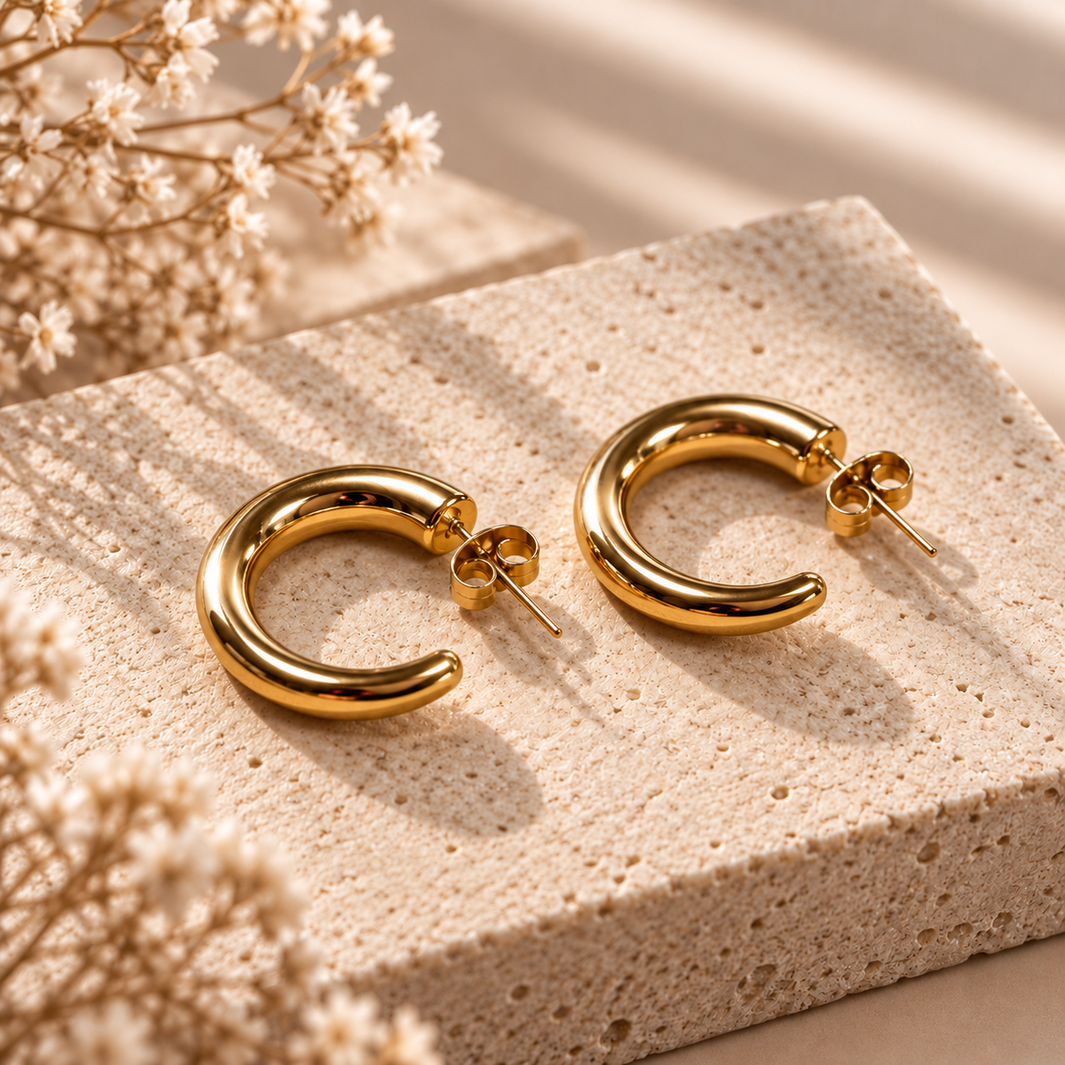 Ατσάλινα Σκουλαρίκια Κρίκοι - Jena Earrings ( χρυσό, ασημί)