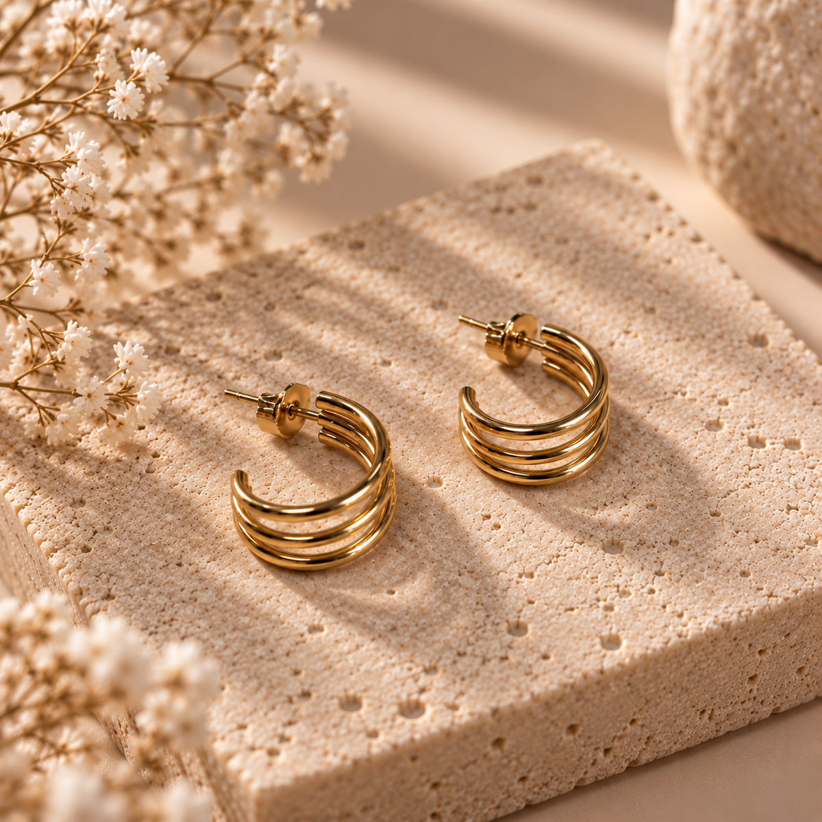 Γυναικεία Ατσάλινα Σκουλαρίκια Κρίκοι - Qatia Earrings (χρυσό, ασημί)