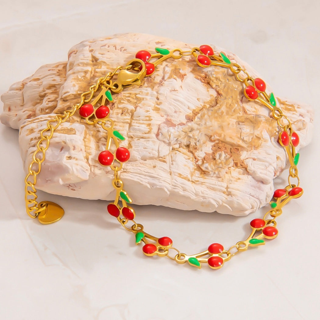 Ατσάλινο Γυναικείο Βραχιόλι - LIttle Cherries Bracelet