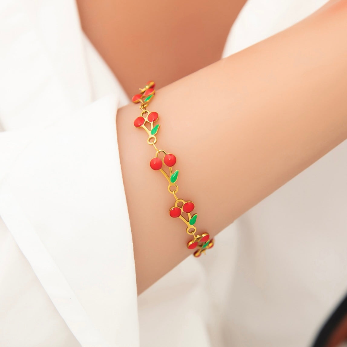 Ατσάλινο Γυναικείο Βραχιόλι - LIttle Cherries Bracelet